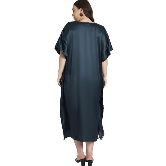 Gypsie Blu Long Satin Caftan Nighty Plus Dress Evening Wear Party Maxi Dresses - Picture 6 of 6